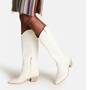 Dolce Vita Solei Boots White Embossed Leather (cowboy boots)